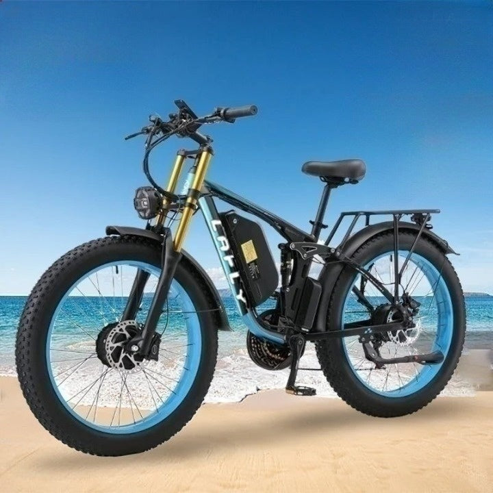 “EcoTrail 3000: La e-bike todoterreno con potente motor medio y suspensión completa.”