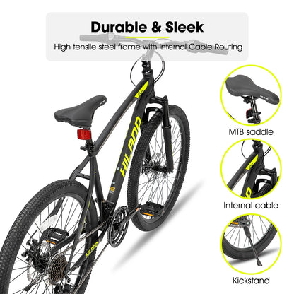 “26" Mountain Eagle: Explore trails with a 21-speed all-terrain adventure bike.” 