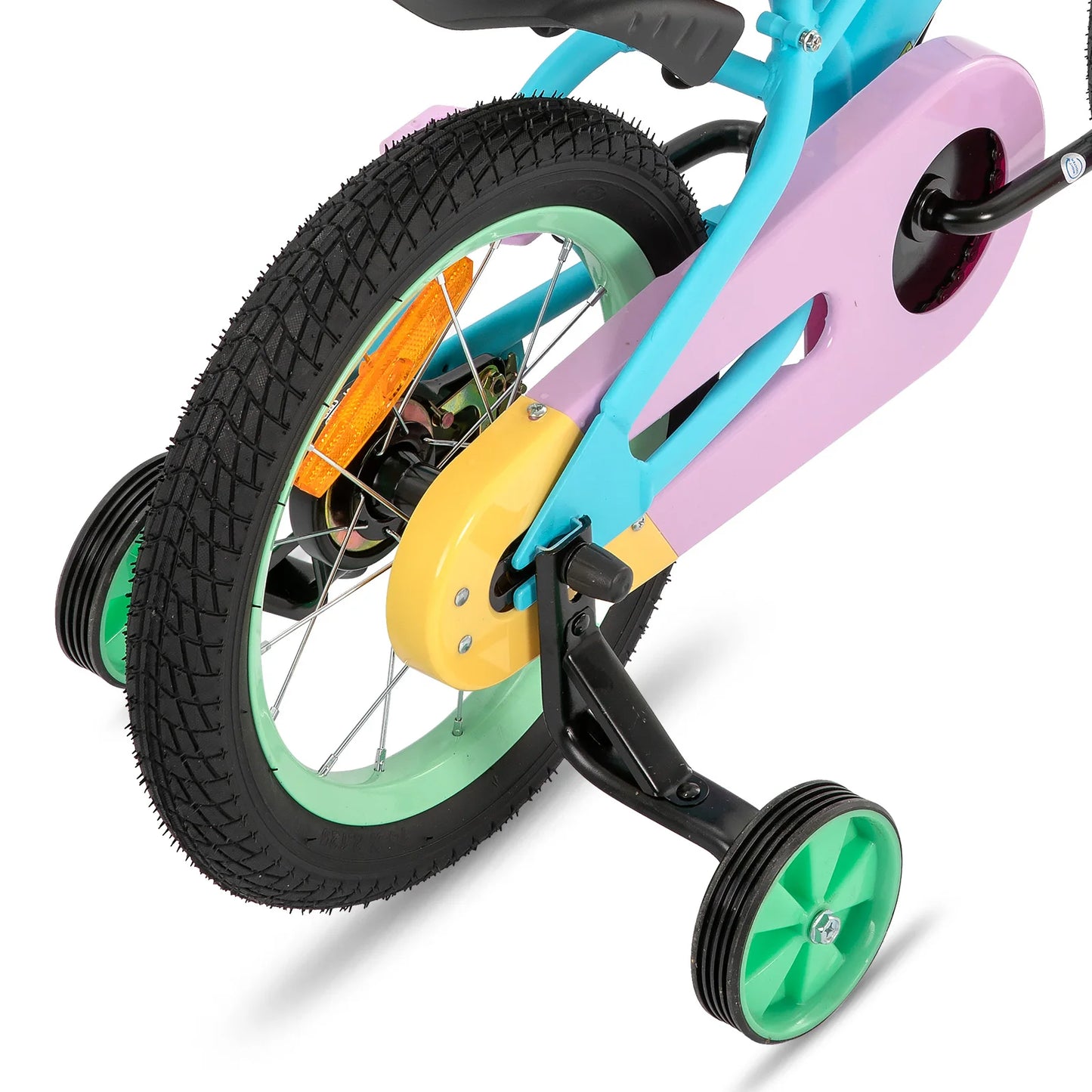 “14" KidsBike: Explora con confianza: bicicleta con estabilizadores y frenos de mano.”