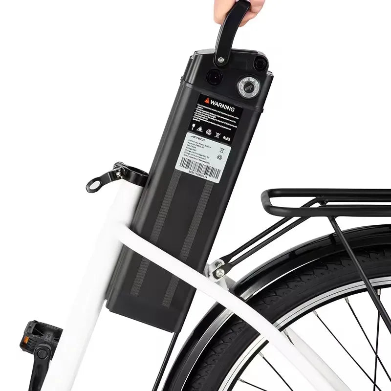 “City Rider E-Bike: Bicicleta eléctrica plegable, 36V-350W, suspensión completa.”