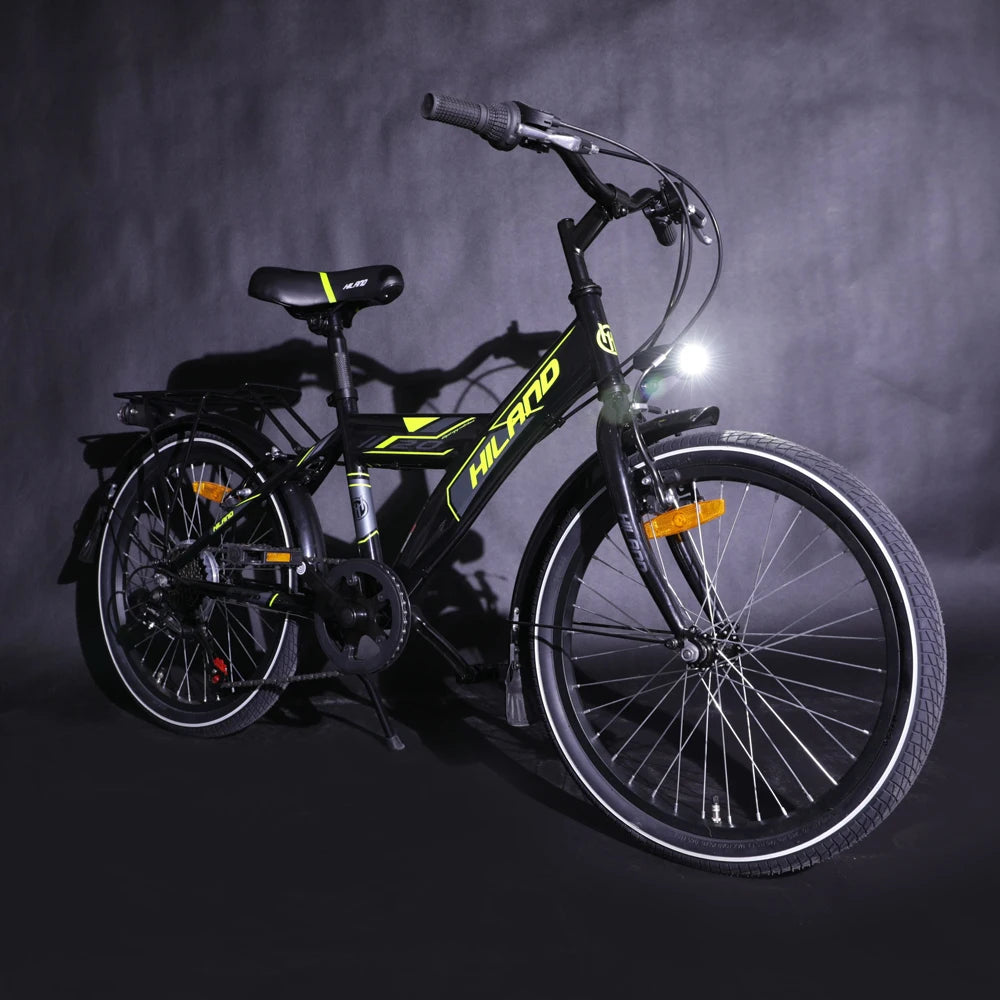 “20" AartBlazer: Kids' bike with lights and luggage rack, perfect for adventures.” 